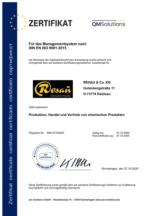 Zertifikat DIN EN ISO 9001:2015 Zertifikat DIN EN ISO 9001:2015